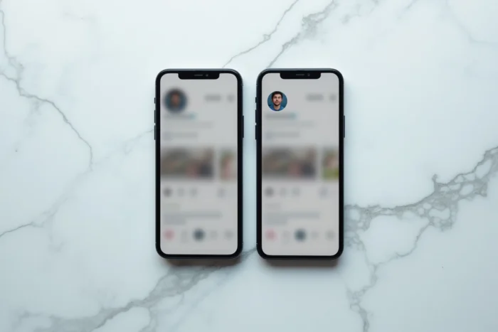 Comparaison entre l'application Instagram officielle et un outil de consultation anonyme de stories sur deux smartphones